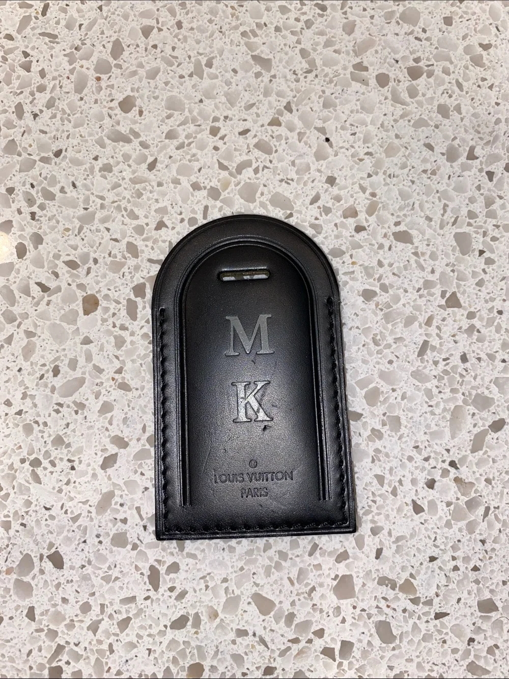 Louis Vuitton Black Leather Monogram Luggage Tag